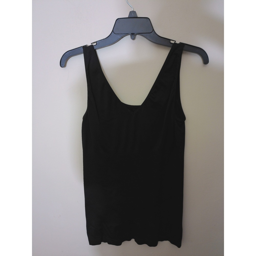 Unbranded Tank Top Women Large Black V-Neck Seamless Layering Minimalist Slim